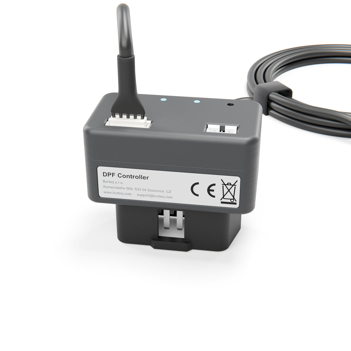 DPF Controller OBD2 unit with the display cable plugged in