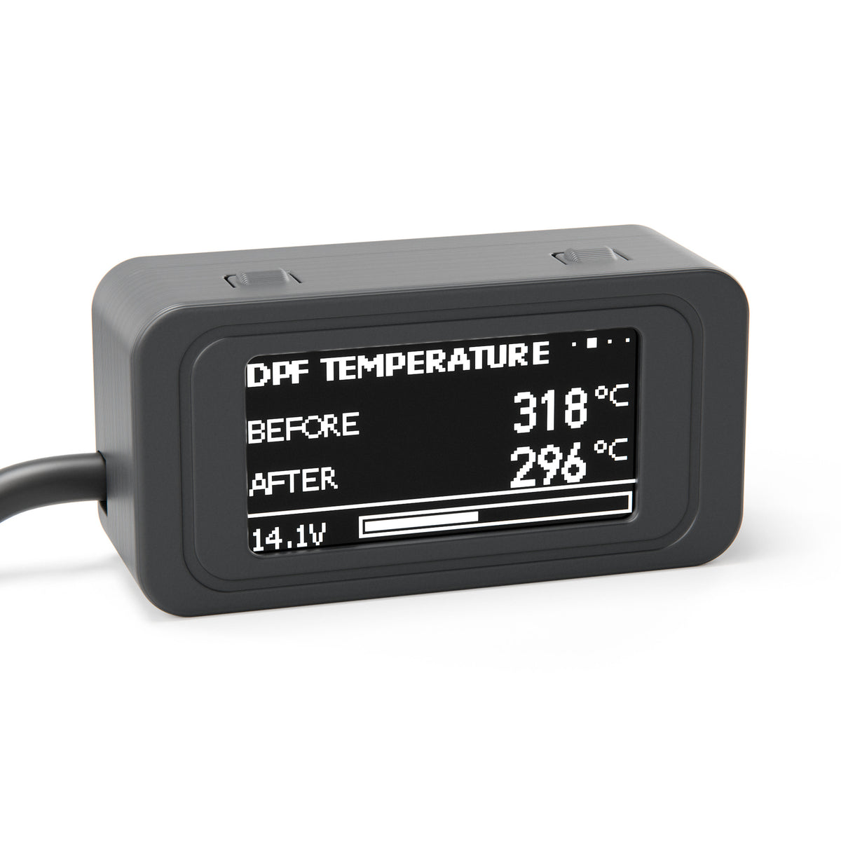 DPF Controller display: temperature before and after the DPF